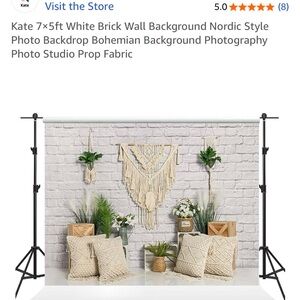 Bohemian White Brick Wall Photography Backdrop